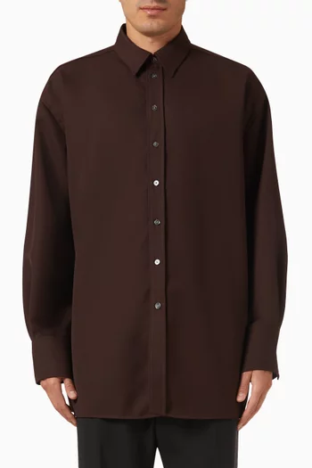 Oversized Back-slit Shirt in Wool Canvas