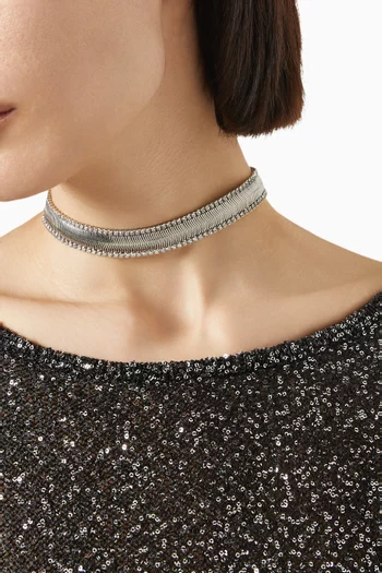 Flat Chain Crystal Choker in Brass