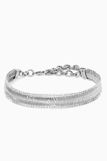 Flat Chain Crystal Choker in Brass