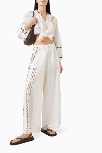 Ithaca Tie-front Top in Cotton-linen