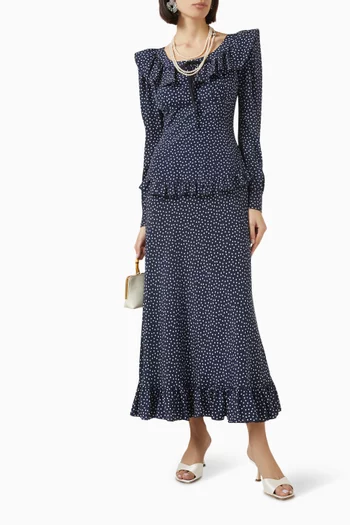 Polka-dot Midi Dress in Silk