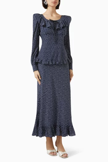 Polka-dot Midi Dress in Silk