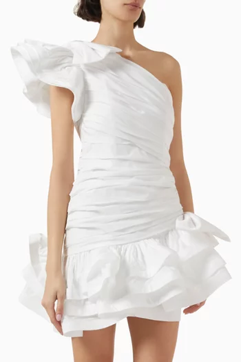 Ruched Mini Dress in Taffeta