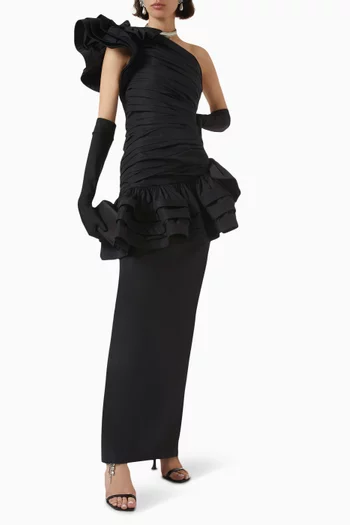 One-shoulder Maxi Dress in Taffeta