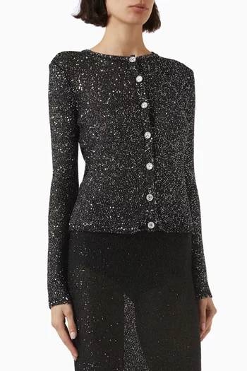 Sequin-embellished Knit Cardigan