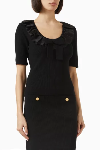 Bow Knit Top in Merino Wool
