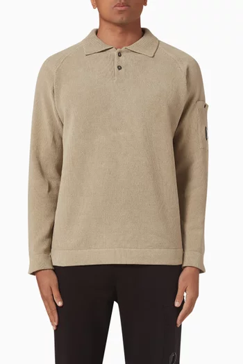 Polo Sweater in Chenille Cotton Knit