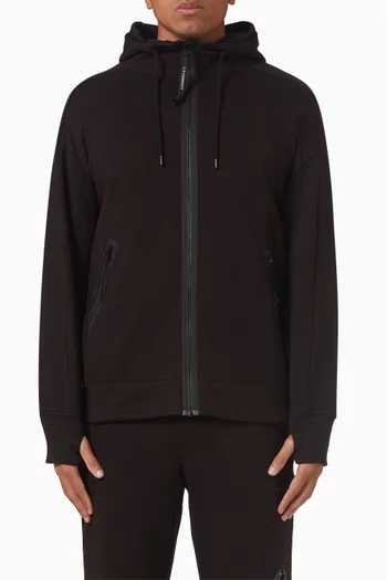 Diagonal Goggle Hoodie in Cotton Fleece