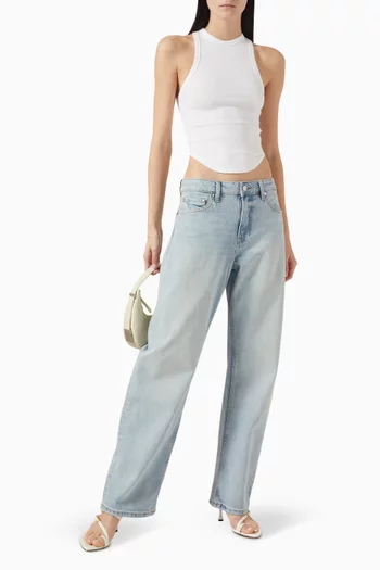 Alida Loose Bowed Jeans in Cotton-denim