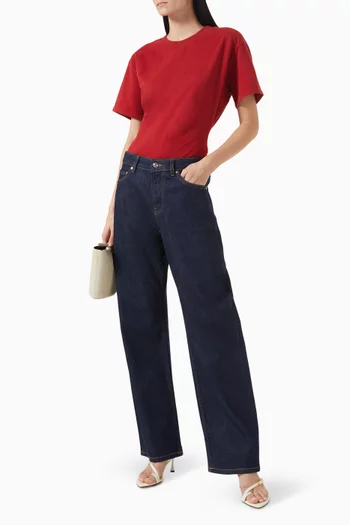 Alida Loose Bowed Jeans in Cotton-denim