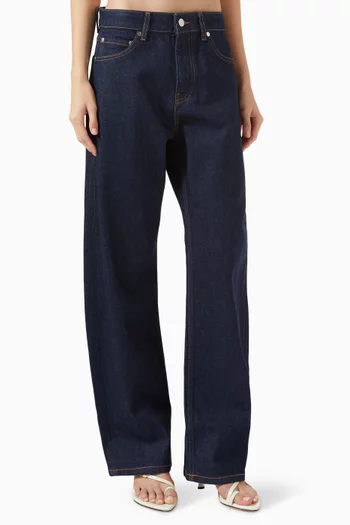 Alida Loose Bowed Jeans in Cotton-denim