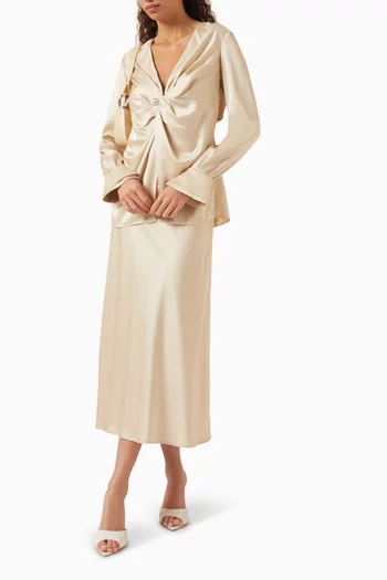 Heidi Midi Slip Skirt in Satin