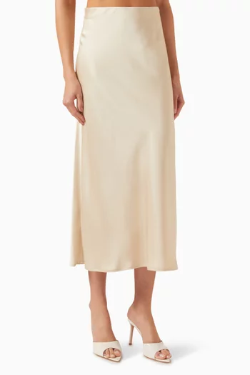 Heidi Midi Slip Skirt in Satin