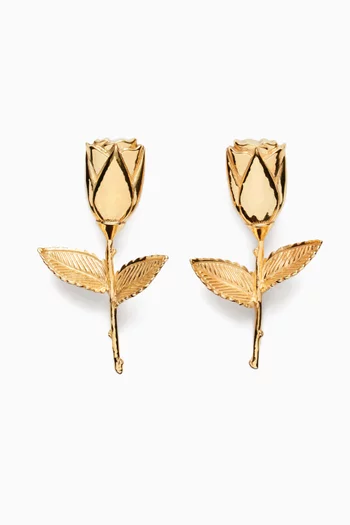 Rosebud Stud Earrings in Gold-plated Brass