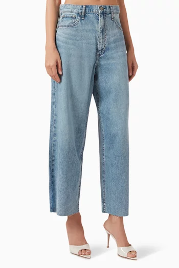 بنطال جينز آندي قصير بقصة ساق واسعة دينم