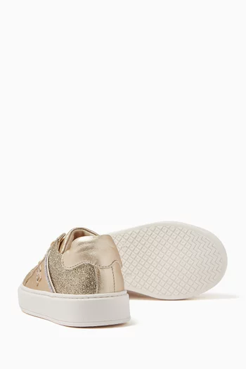 Glitter Low Cut Sneakers in Faux Leather