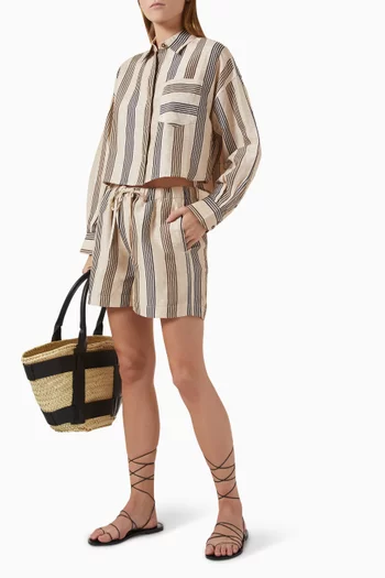 Logan Striped Shorts in Linen