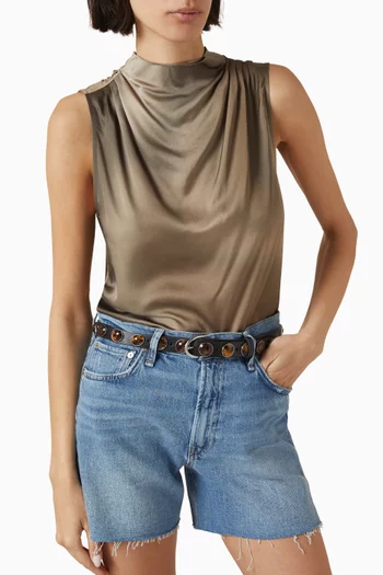 Cabochon Baby Boyfriend Belt in Leather
