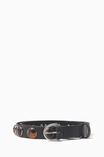 Cabochon Baby Boyfriend Belt in Leather