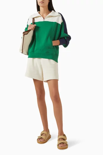 Color-block Half-zip Sport Jacket in Cotton-blend