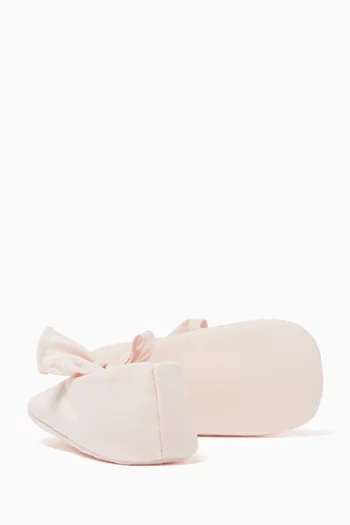 Bow-detail Ballerina Flats in Viscose-canvas