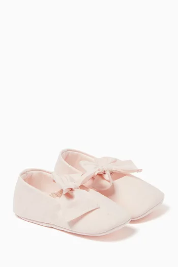 Bow-detail Ballerina Flats in Viscose-canvas