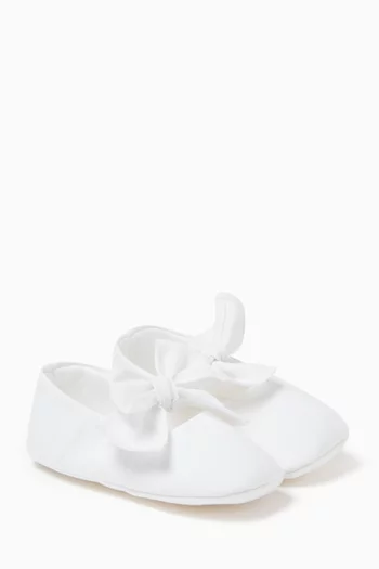 Bow-detail Ballerina Flats in Viscose-canvas