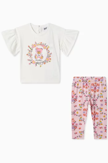 Baby Teddy & Floral Set in Cotton