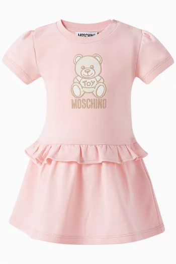 Teddy Bear Logo Dress in Cotton