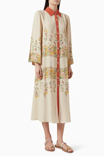 Laurus Flared Sleeve Maxi Dress in Crepe