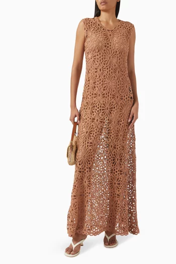 Crochet Swing Maxi Dress in Cotton Blend