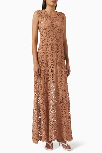 Crochet Swing Maxi Dress in Cotton Blend