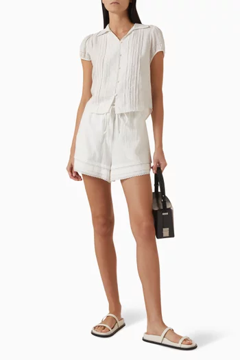 Shirt Collared Blouse in Rayon-blend
