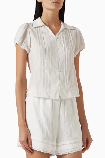 Shirt Collared Blouse in Rayon-blend
