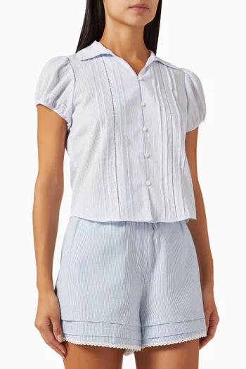 Shirt Collared Blouse in Rayon-blend