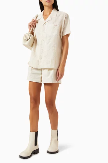 Embroidered Open Collared Shirt in Rayon
