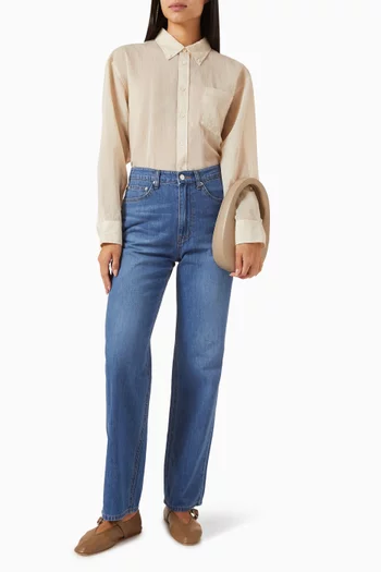 Unixex Oversized Sheer Shirt in Cotton-blend