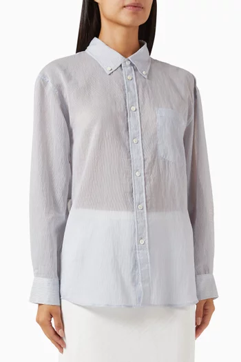 Unixex Oversized Sheer Shirt in Cotton-blend