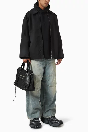 كنزة بغطاء رأس وقصة فضفاضة بشعار BB Garderobe صوف أولي