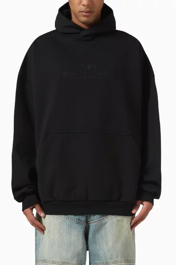 كنزة بغطاء رأس وقصة فضفاضة بشعار BB Garderobe صوف أولي