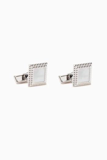 Hobnail Insert Square Cufflinks in Sterling Silver