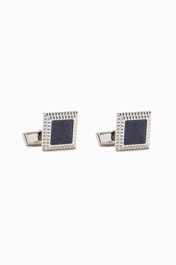 Hobnail Insert Square Cufflinks in Sterling Silver