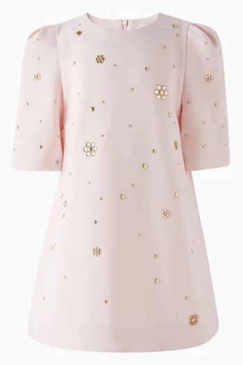 Rhinestone Studded Dress in Crepe
