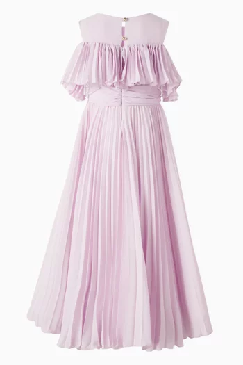 Pleated & Ruffle Dress in Crepe