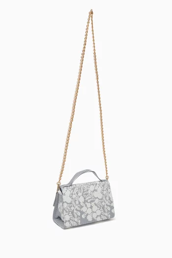 Striped & Embroidered Top Handle Bag