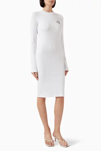 Logo Rib Midi Dress in Jersey