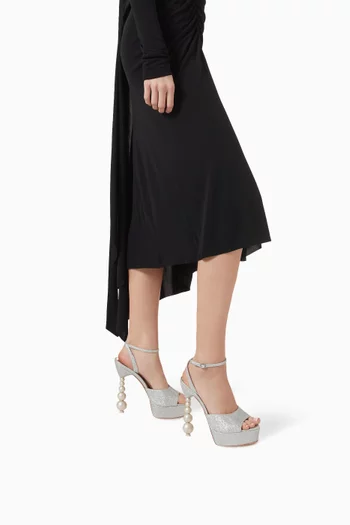 Natalia Perla 140 Platform Sandals in Glitter Fabric