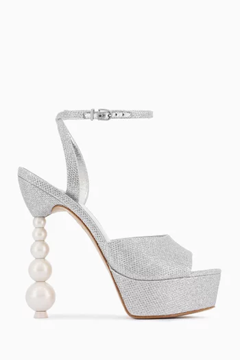 Natalia Perla 140 Platform Sandals in Glitter Fabric
