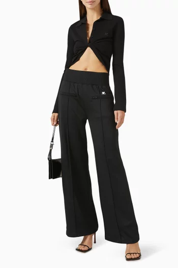 Twist Cropped Polo Shirt in Pique-knit