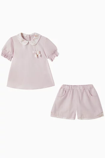 Collar Top & Shorts Set in Cotton Jersey